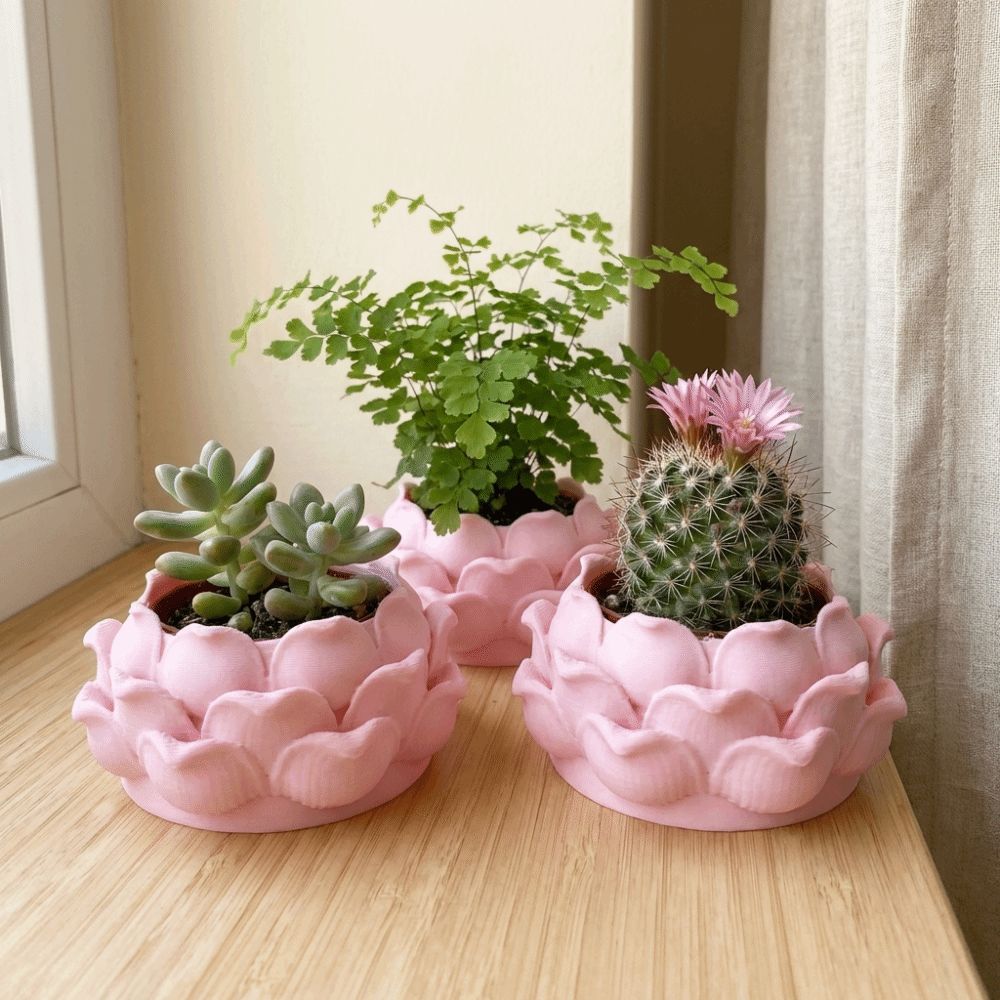 Snake Plant Ceramic - Lotusförmiger Sukkulenten-Blumentopf, 3D-gedruckte Blumenvase, Pflanzgefäße mit