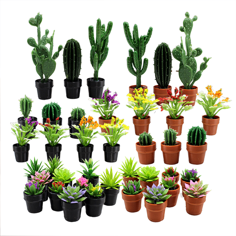 Succulent Set - 8 Stück Miniatur-Kunststofftopfpflanzen mit Sukkulenten- und